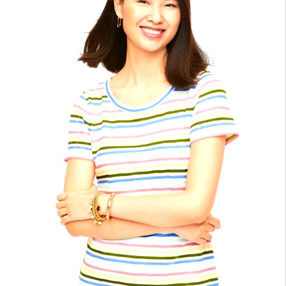 Talbots Sunny Stripe button back to